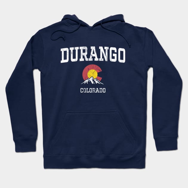 Durango Colorado CO Vintage Athletic Mountains Hoodie by TGKelly